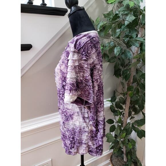 Only Nine Top Blouse Women's Size 3X Purple Casual Ruffle Short Sleeve V-Neck - Picture 11 of 11